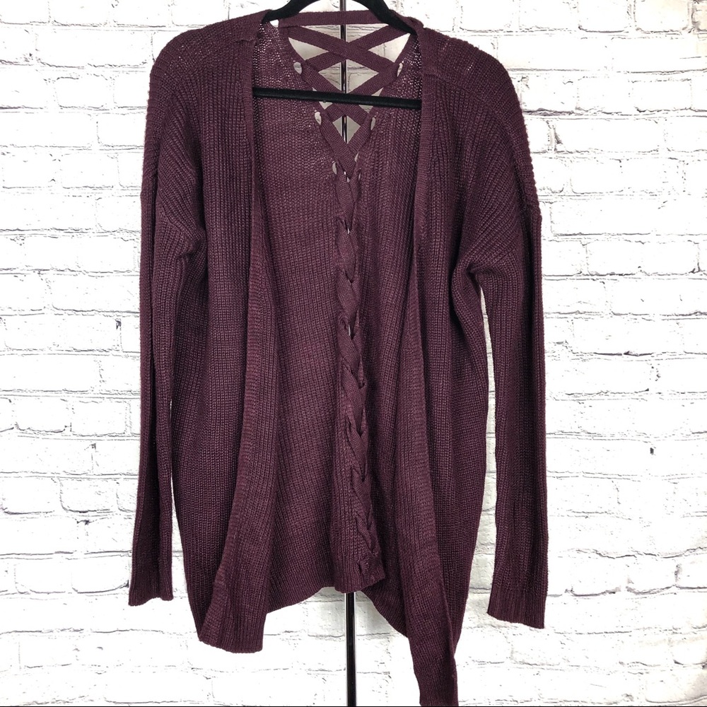 Hippie Rose Lace Up Cardigan